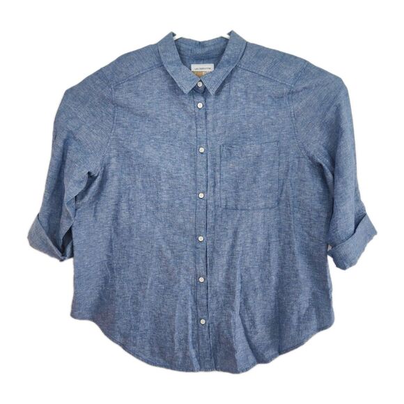 Liz Claiborne women's button-up shirt, XXL, long sleeves, medium blue - Picture 1 of 8